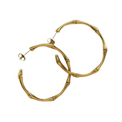 Gold plated bamboo hoops