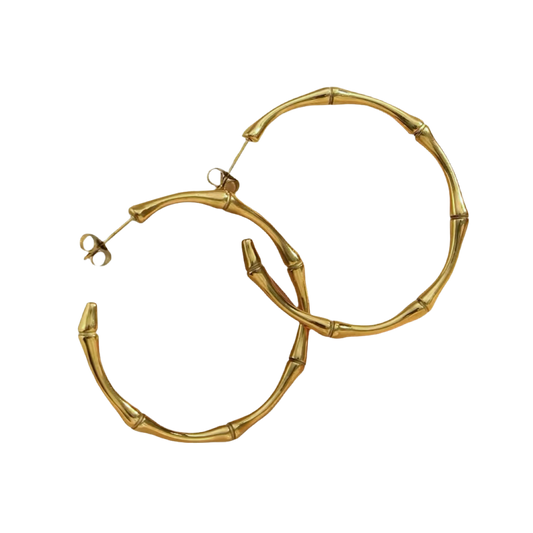 Gold plated bamboo hoops