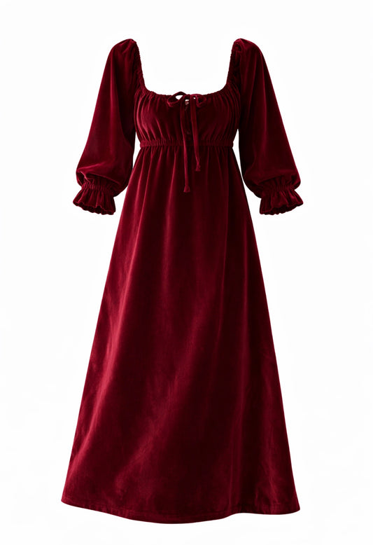 The Valentine Maxi dress in Claret Velvet