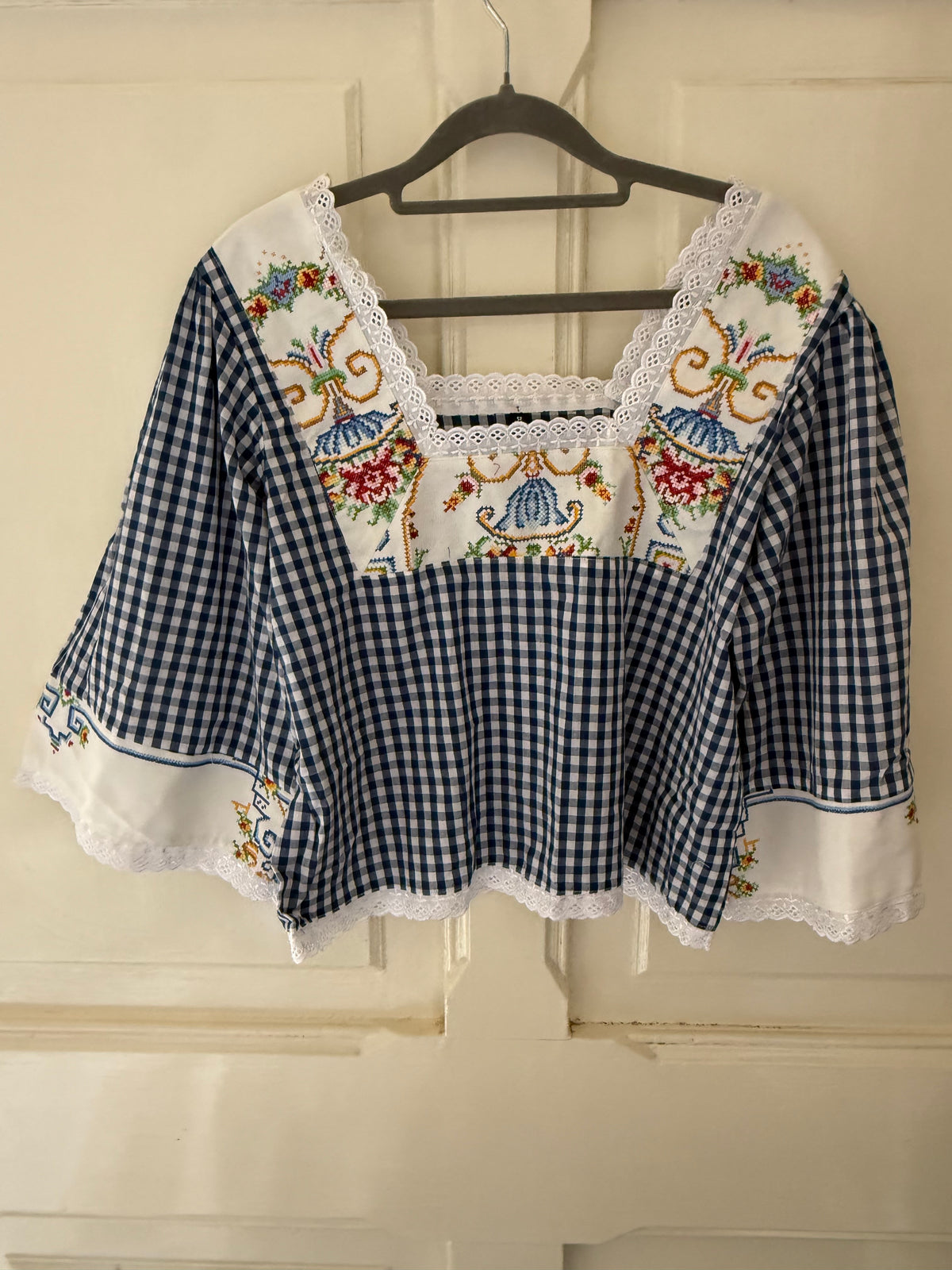 The Cass square neck embroidered smock blouse sizes 8-10