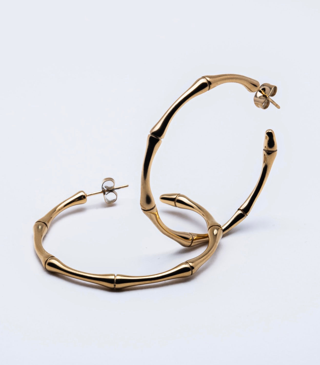 Gold 18k plated bamboo hoops