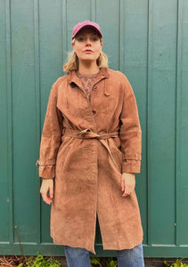 Brown 70s suede trench coat
