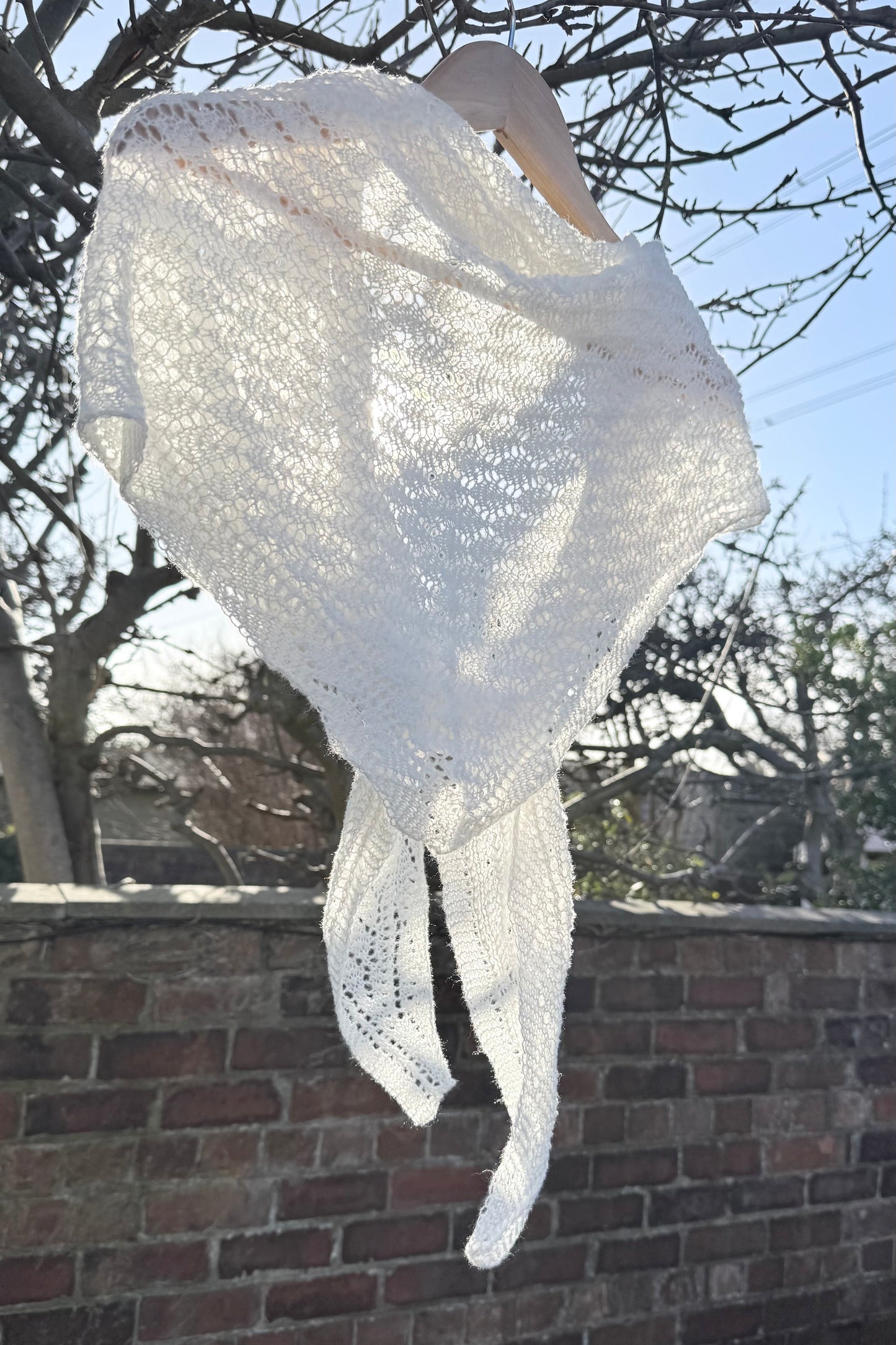 Vintage cobweb knit shawl
