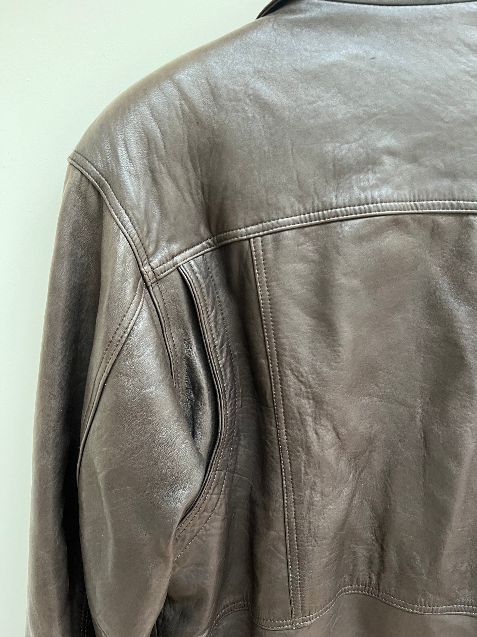 80s bitter chocolate leather bomber jacket SECOND STORIES