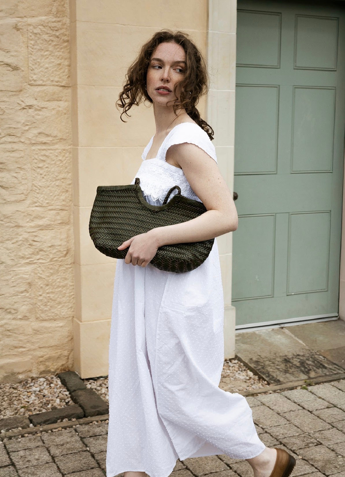 The Camille leather woven basket bag