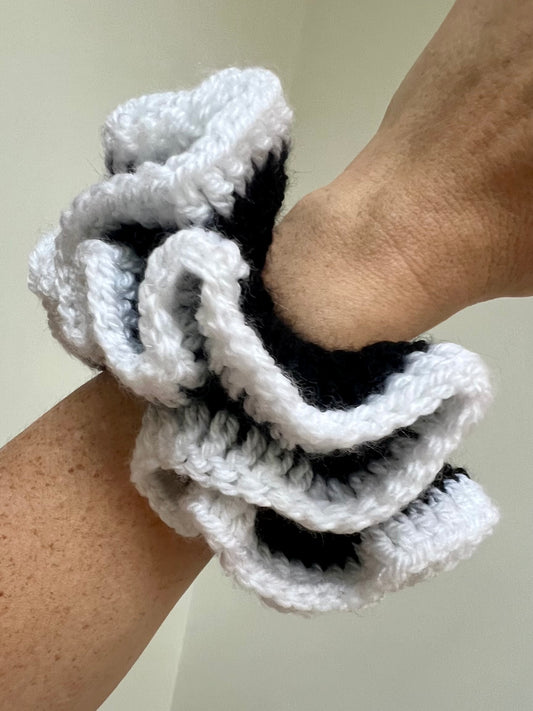 Black and White Crochet XL Scrunchie