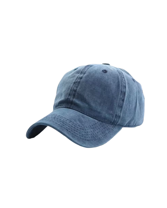 Plain washed navy cap