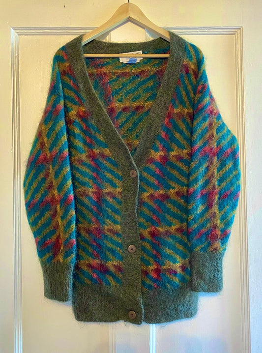 90s Mohair wool blend long line cardigan