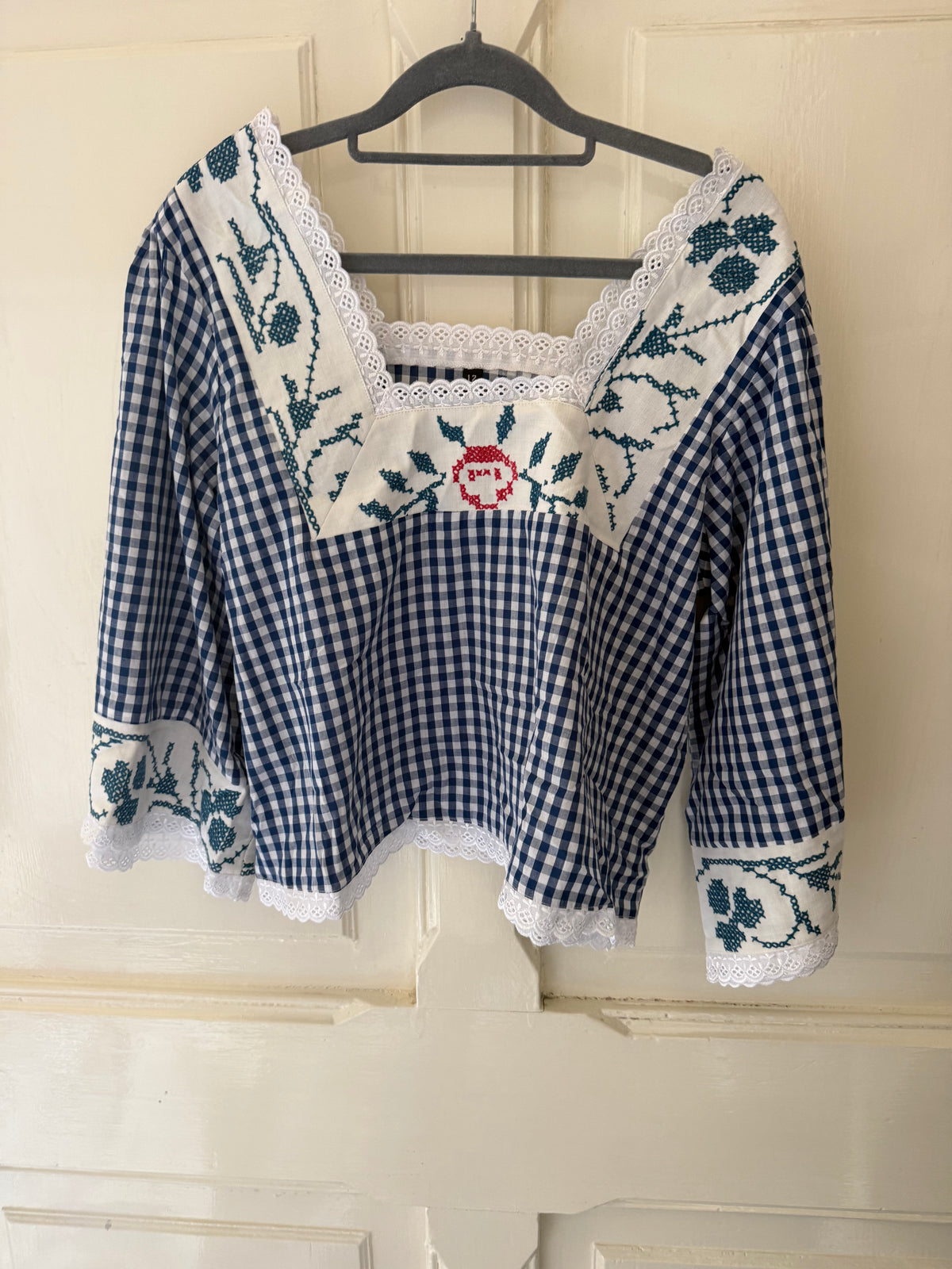 The Cass square neck embroidered smock blouse sizes 12