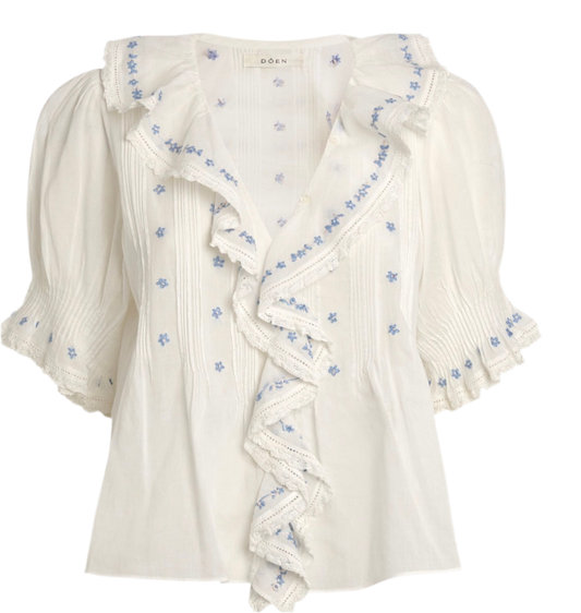 Doen embroidered Hetti blouse - brand colour “Salt”