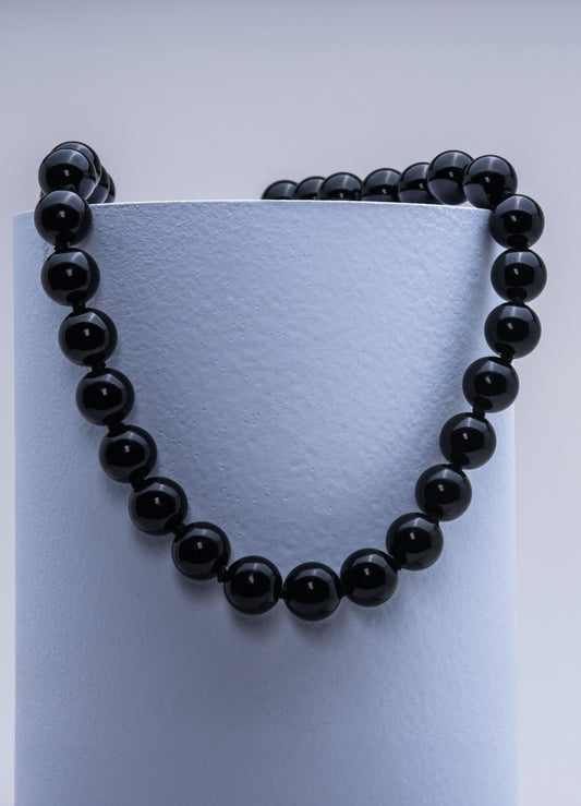 Polished Black Agate 'Betty' Necklace