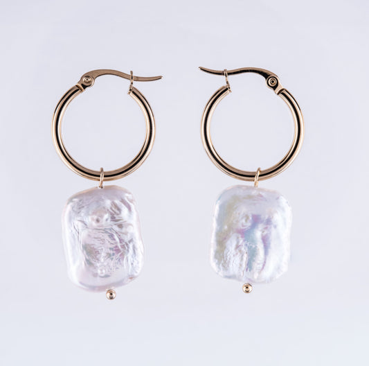 Aurora Large Pearl droplet hoops