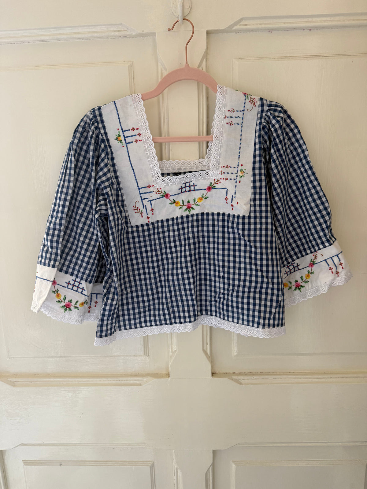 The Cass square neck embroidered smock blouse sizes 8-10