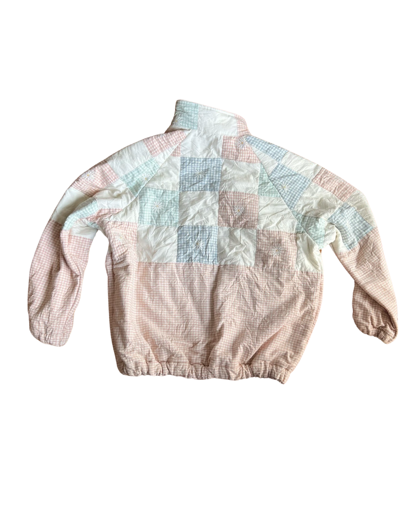 The reworked bomber jacket -  Pink gingham daisy - 8- 14