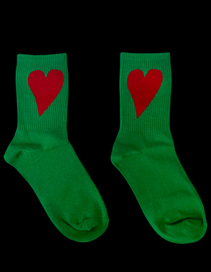 Green and Red Heart socks