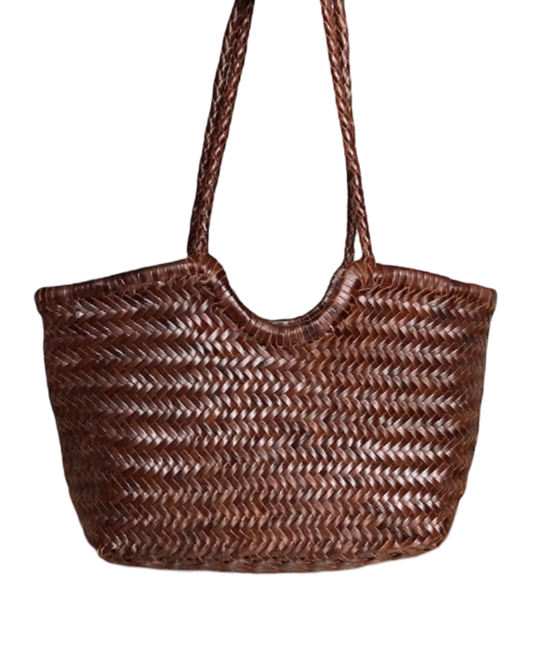 The Camille leather woven basket bag