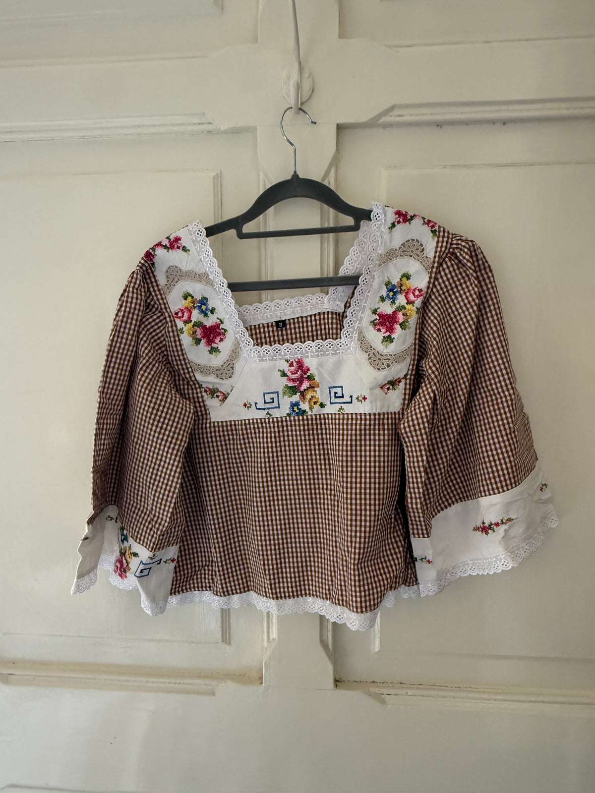 The Cass square neck embroidered smock blouse sizes 8-10