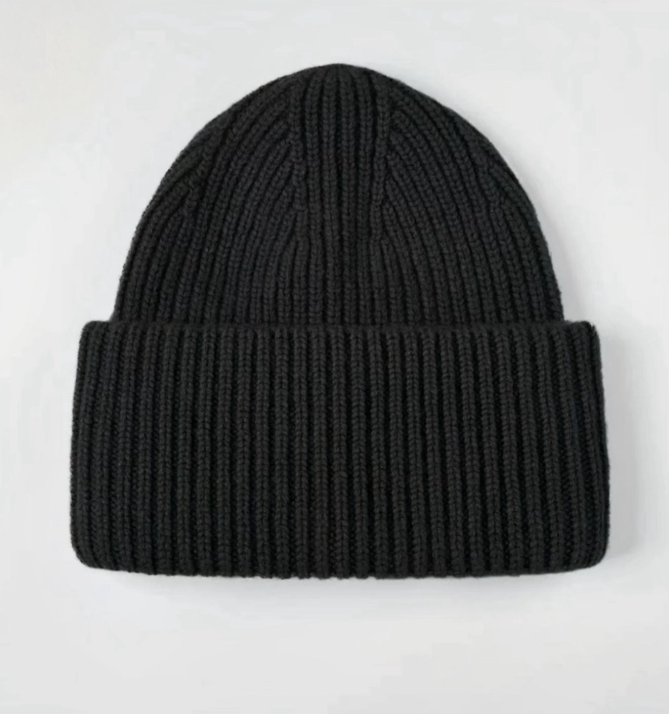 Black Merino Wool Beanie
