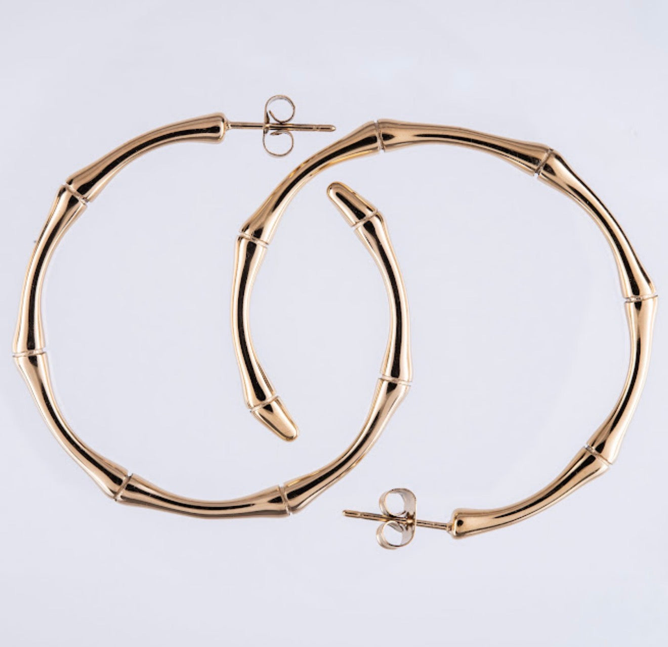 Gold 18k plated bamboo hoops