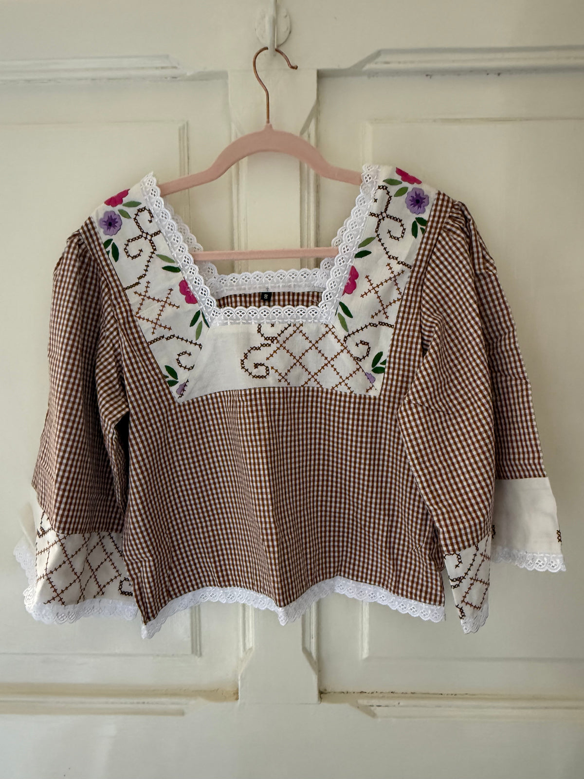 The Cass square neck embroidered smock blouse sizes 8-10