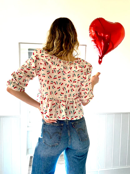 The Florence top - Cherry print