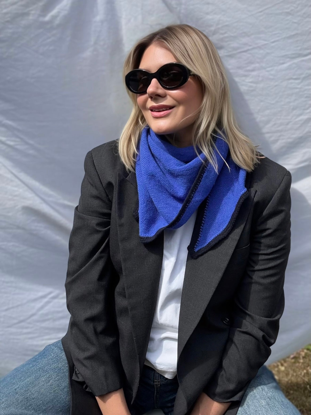 Klein blue ‘Morven’ large Triangle Scarf