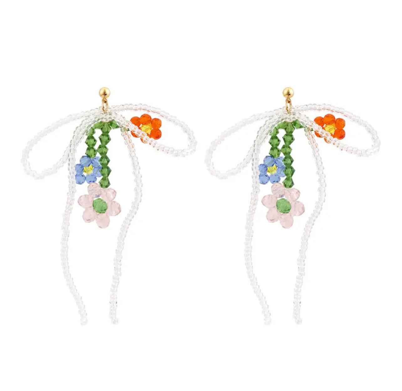 Handmade bow bouquet earrings