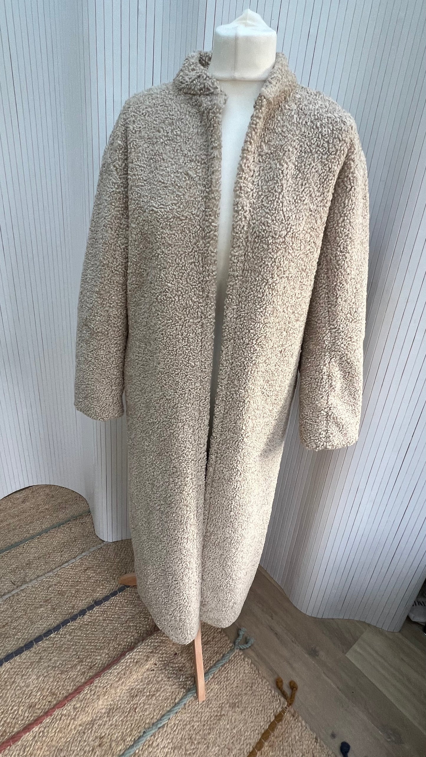 Faux shearling duster coat. Size small - uk 8-10