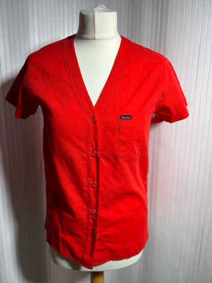 1970s Red cotton shirt UK 8