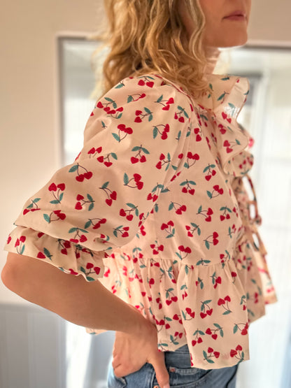 The Florence top - Cherry print