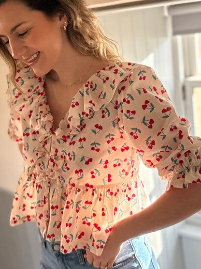 The Florence top - Cherry print