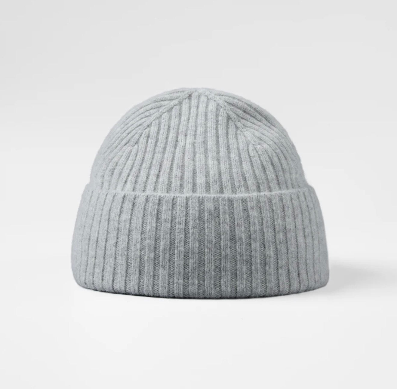 Grey Marl Merino Wool Single Turn up Beanie