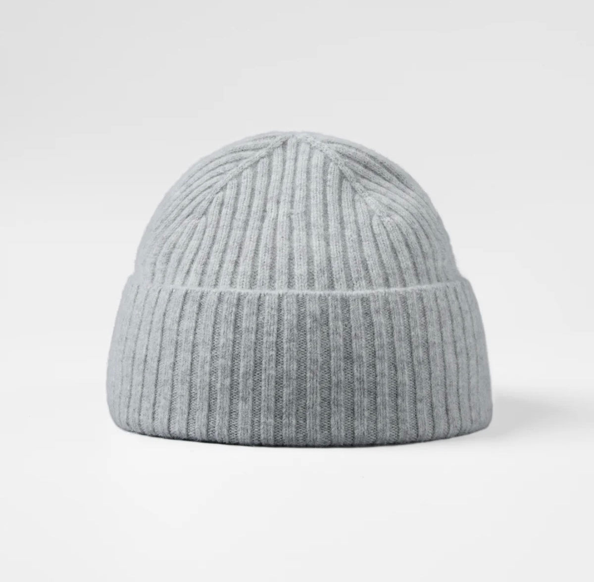 Grey Marl Merino Wool Single Turn up Beanie
