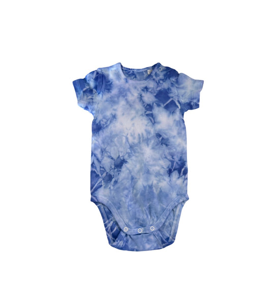 Babies Navy Hand-Dyed Breton Short Sleeve baby gro