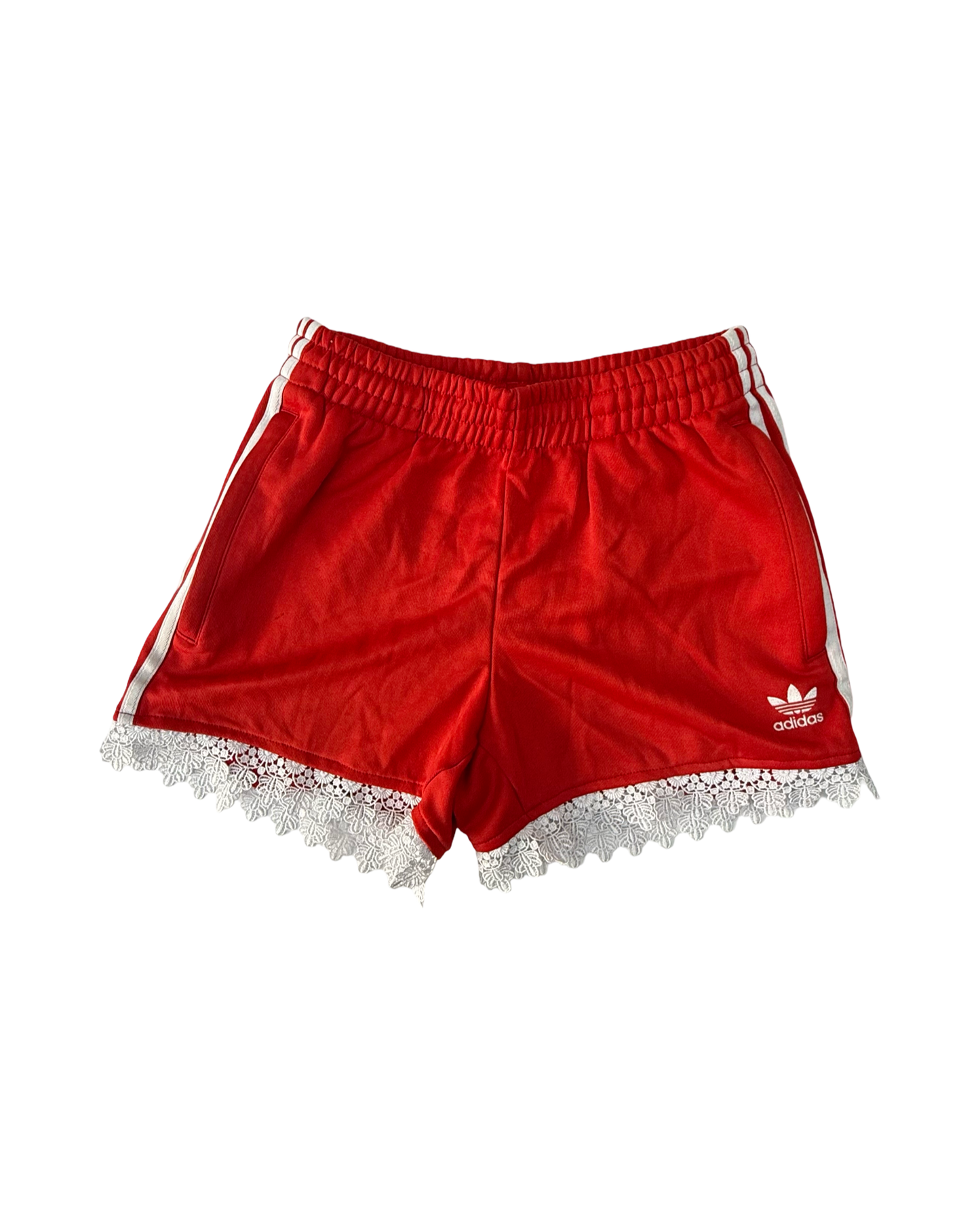 Reworked Adidas lace trim shorts- Medium