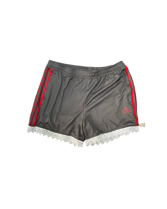 Reworked Adidas lace trim shorts - extra large