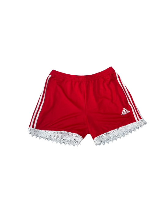 Reworked Adidas lace trim shorts - XL