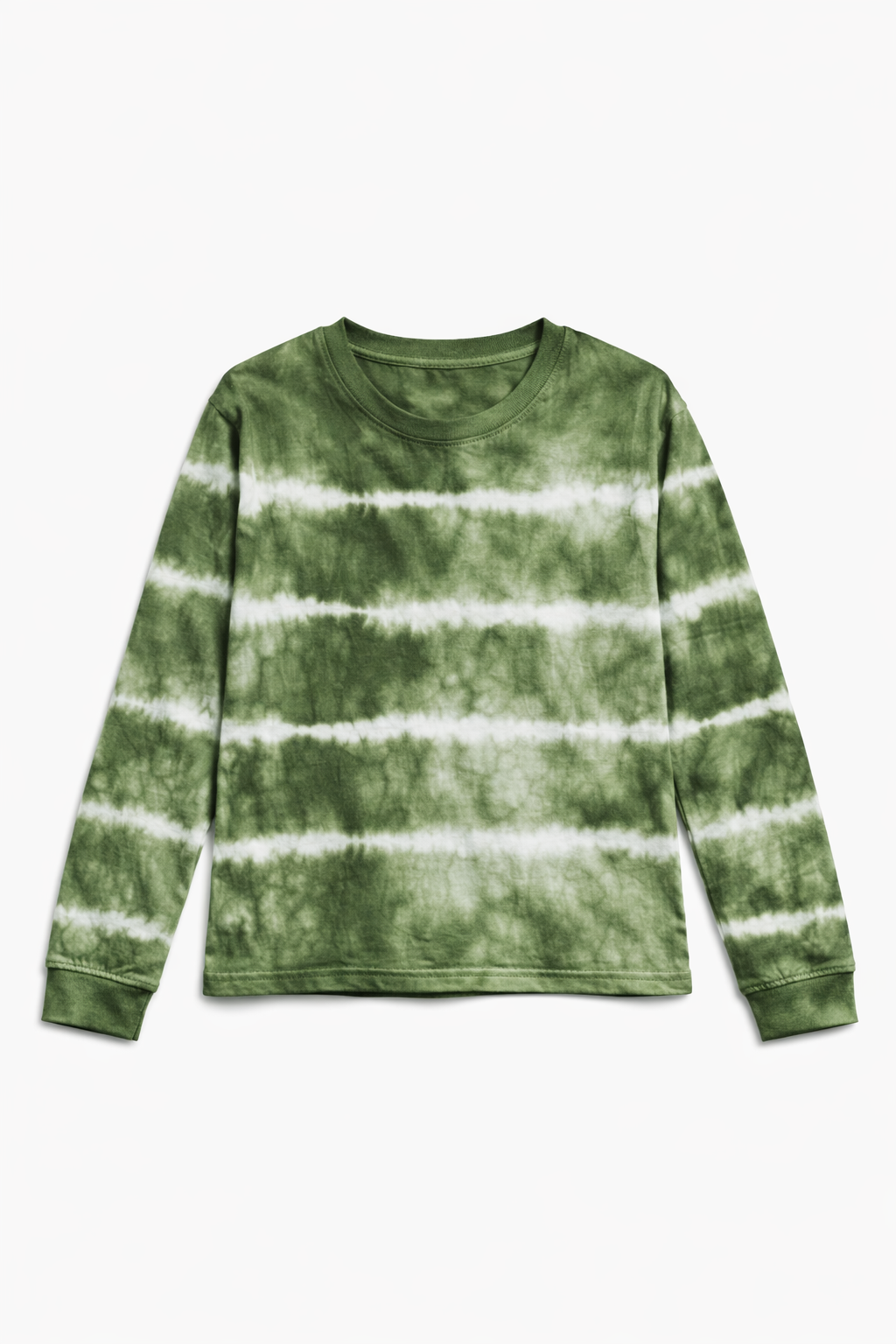 Kids Olive green Hand-Dyed Breton Long Sleeve Tee