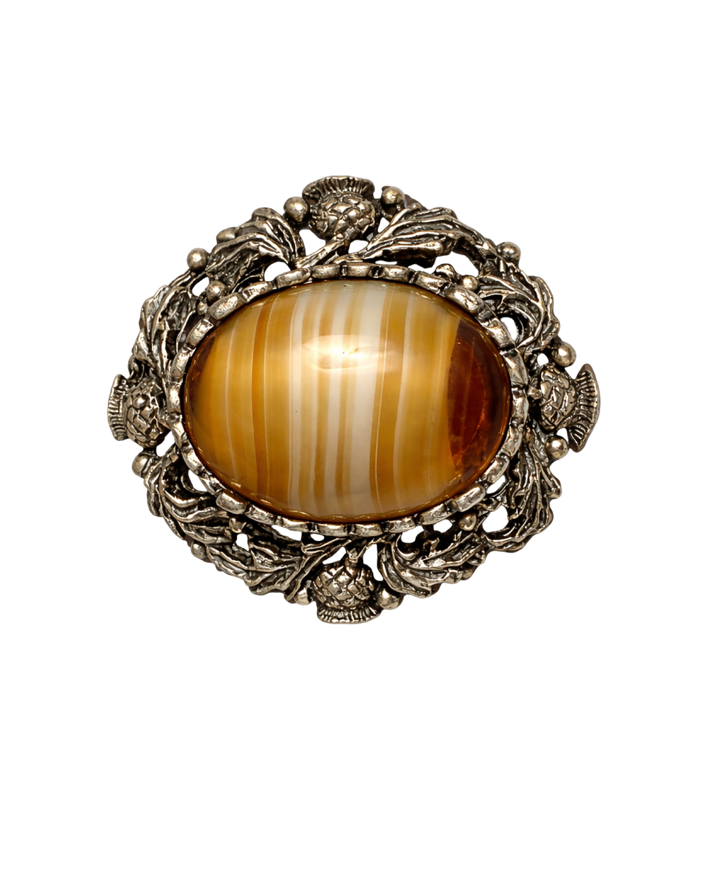 Late 1950s Thistle Motif Cabochon Brooch
