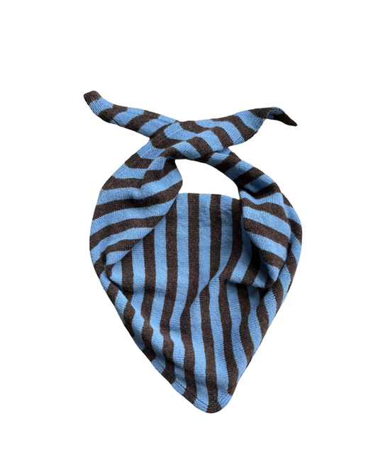 Striped blue and brown Wee Morven Triangle neckerchief Scarf