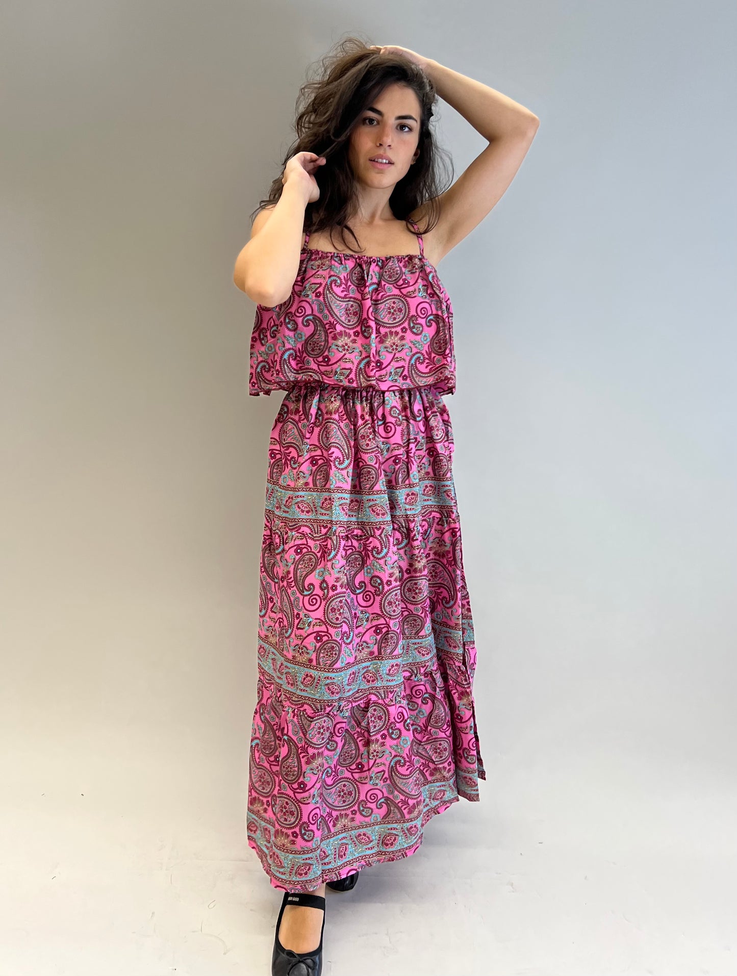 Amelie pink silk maxi dress: UK size 8-16