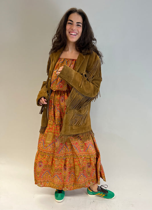 Amelie gold silk maxi dress: UK size 8-16