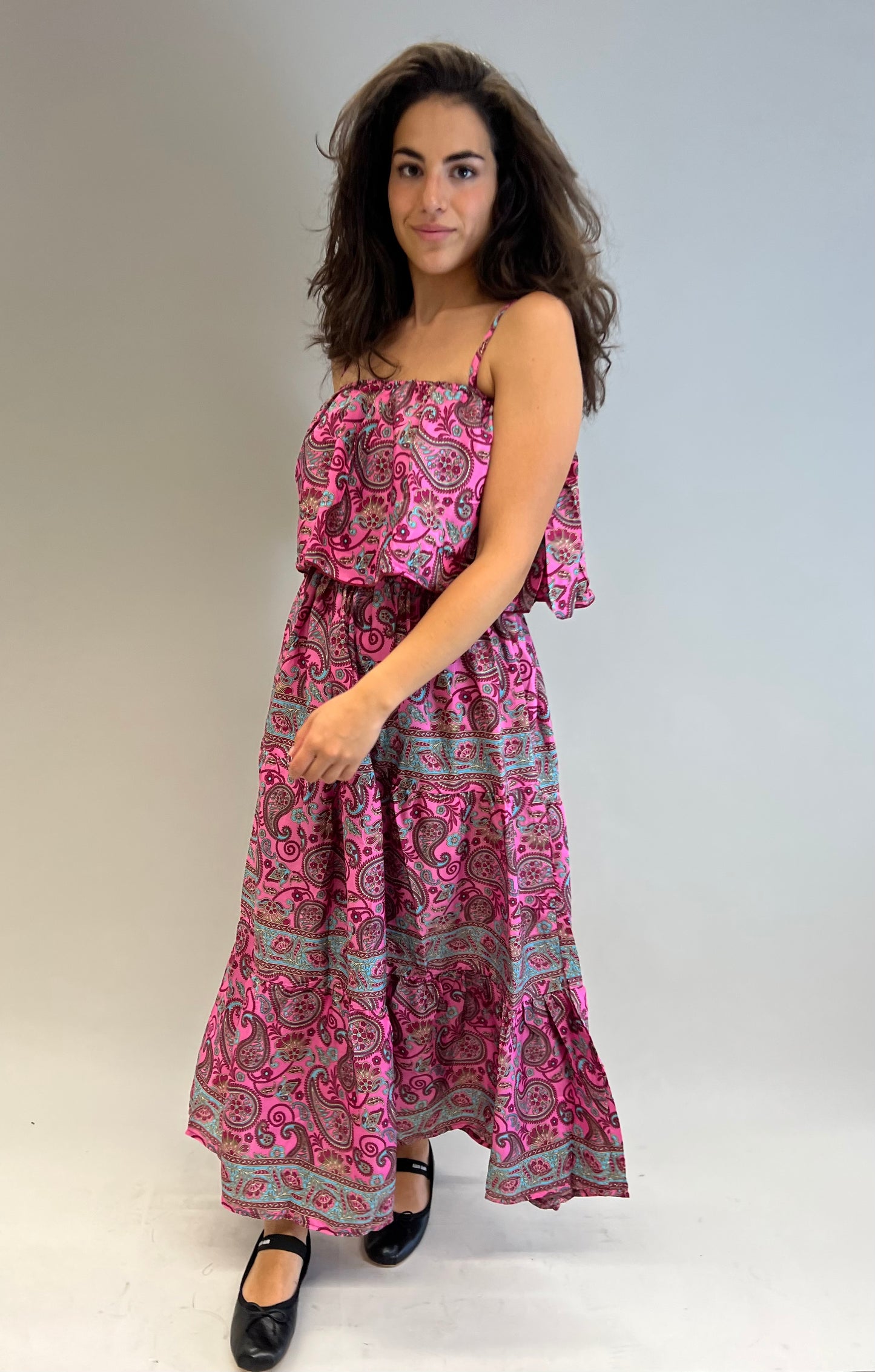 Amelie pink silk maxi dress: UK size 8-16