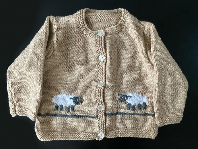 Hand knitted sheep cardigan 2-3 years