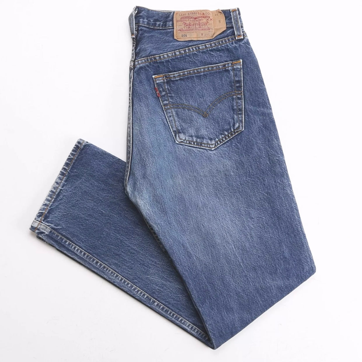 Vintage Levi’s 501’s - Mid blue wash waist 33 Leg 32