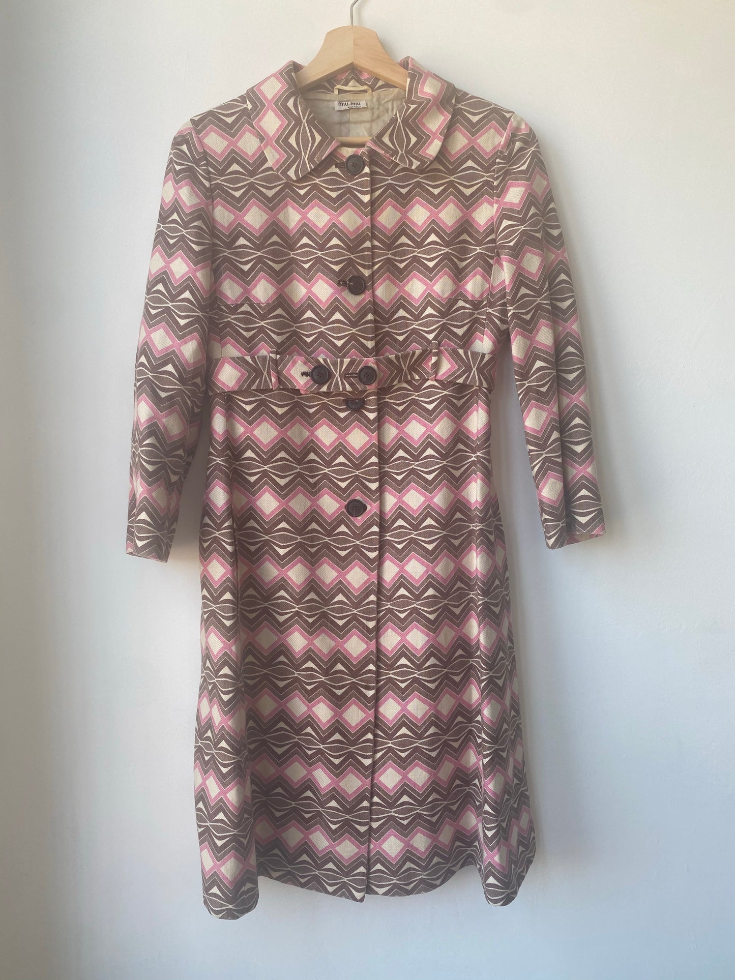 Vintage Miu Miu lightweight printed dress coat.