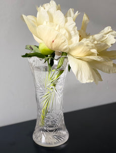 Scallop edge cut glass bud vase