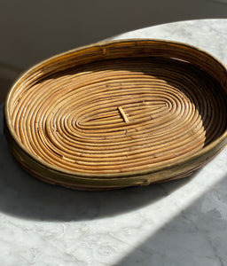 Rattan and brass detail tray