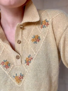 Floral embroidered knit