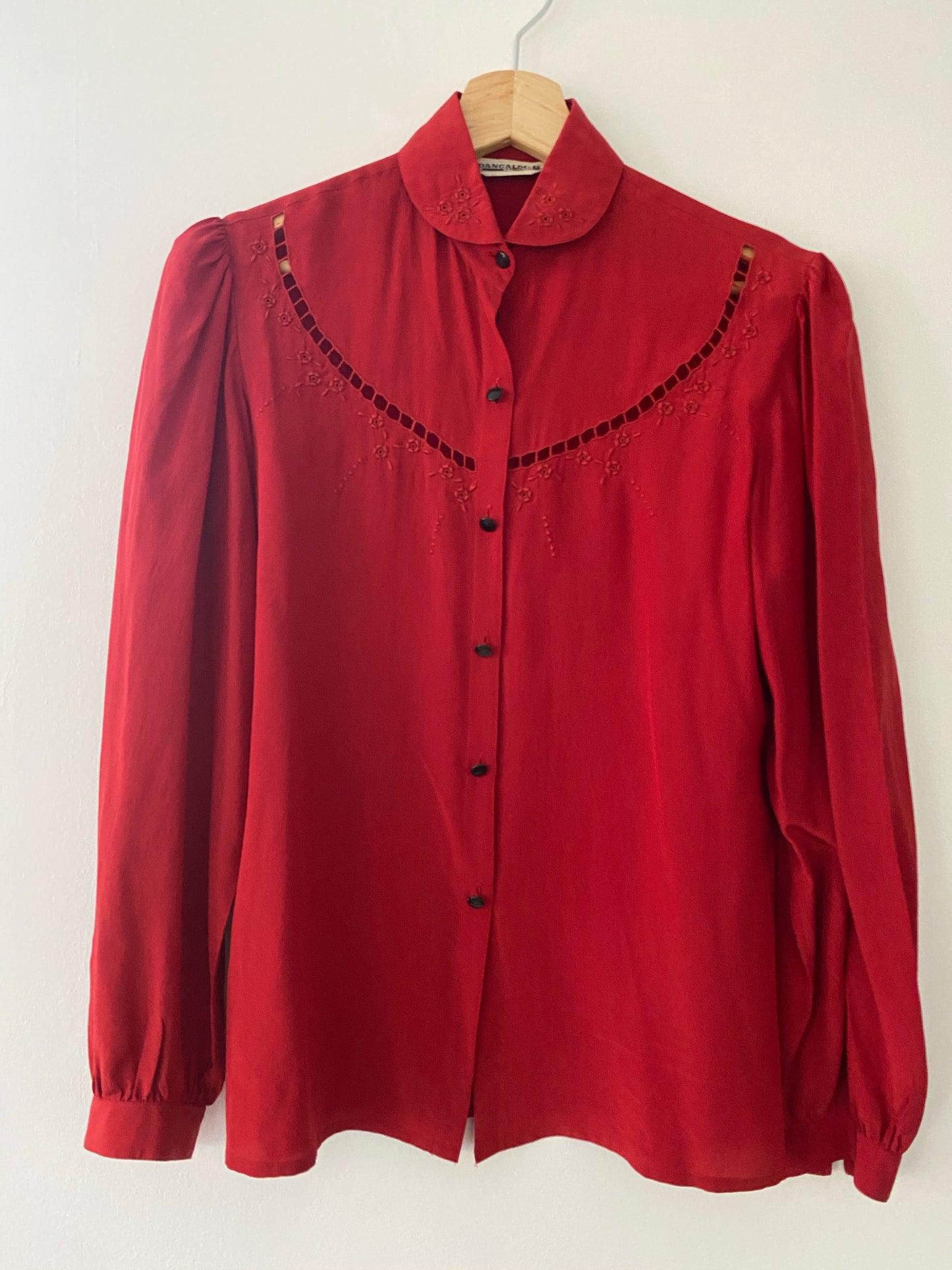 Ruby embroidered silk shirt